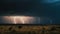 A dramatic thunderstorm with lightning bolts illuminating the sky created with Generative AI