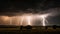 A dramatic thunderstorm with lightning bolts illuminating the sky created with Generative AI