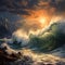 Dramatic tidal wave with a touch of surrealism