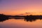 Dramatic twilight on a forest lake