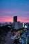 Dramatic twilight sky over the city of Saigon, Vietnam Ho Chi Minh City.