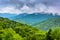 Dramatic view of the Appalachian Mountains from Newfound Gap Road, at Great Smoky Mountains National Park, Tennessee.