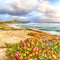 Dramatic  view of  Capo San Marco Lighthouse on Del Sinis peninsula