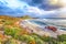 Dramatic  view of  Capo San Marco Lighthouse on Del Sinis peninsula