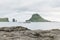 Dramatic view on Drangarnir and Tindholmur sea stacks