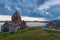 Dramatic view of the sights of Armenia - Lake Sevan and the monastery of Sevanavank