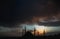 Dramatic view on Sultan Ahmet Mosque before the thunderstorm