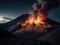 A dramatic view of a volcano erupting with sparks and smoke created with Generative AI