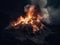 A dramatic view of a volcano erupting with sparks and smoke created with Generative AI