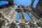 Dramatic view of whitby abbey walls in sunlight