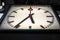 Dramatic Vignette Clock Dirty Grungy Vintage Closeup Below Perspective Hands Blank