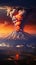 Dramatic volcanic eruption in Kamchatka at sunset, Tolbachik volcano showcased