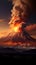 Dramatic volcanic eruption at sunset, a powerful and fiery spectacle