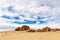 Dramatic wide angle shot of the barren desert landscape in Wadi Rum