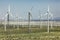 Dramatic Wind Turbine Farm in the Desert of California.