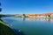 Drava river in Maribor with lent district and Zupnija Maribor - Sv. Jozef church