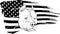 draw in black and white of Head pitbull with american flag vector illustration