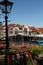 Draw bridge behind historic cast iron street lantern in Leiden NL