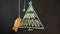 Draw a Christmas tree with chalk on a slate. New year greeting card poster banner template