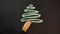 Draw a Christmas tree with chalk on a slate. New Year Greeting Card Poster Banner Template