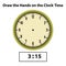 Draw hands Analog clock. What is the time, Learning clock, and math worksheet.
