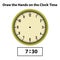 Draw hands Analog clock. What is the time, Learning clock, and math worksheet.