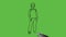 Draw little standing boy wearing green t-shirt, blue trouser and brown shoes