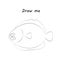 Draw me - vector illustration of sea animals. The flounder coloring game for children.