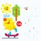 Draw by Squares Chick on Skateboard Art Kid Game