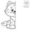Draw symmetrically. Coloring Page Outline Of cartoon cute cat. Coloring Book for kids