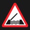 Drawbridge ahead sign flat icon