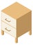 Drawer chest isometric icon. Wooden nightstand furniture