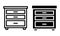 Drawer icon with outline and glyph style.