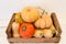 Drawer with variety of colorful fresh squashes