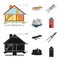 Drawing accessories, metropolis, house model. Architecture set collection icons in cartoon,black style vector symbol