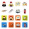 Drawing accessories, metropolis, house model. Architecture set collection icons in cartoon,flat style vector symbol