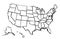 Drawing Art Map Of United States Of America Linear