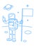 Drawing the astronaut has landed on the planet.