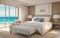 drawing bedroom king size beach front seabreeze and sunbed on sand hotel luxury house and villa