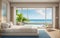 drawing bedroom open large glass door beach front seabreeze sunbed on sand of hotel luxury house and villa