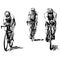 Drawing of the bicycle competition show group riders