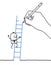 Drawing big hand and cartoon businessman - climbing up