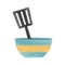 drawing blue and yellow bowl spatula utensil kitchen