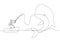 Drawing of businessman get big fish whale concept of catching big profit. Single continuous line art style