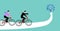 Drawing of  busnessman riding a bike to work for success his business