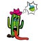 Drawing cartoon plant tequila cactus in heat wants