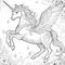 drawing of a children\\\'s coloring book of a unicorn, hyper detailed illustrations, high detail