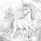 drawing of a children\\\'s coloring book of a unicorn, hyper detailed illustrations, high detail