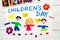 Drawing: Children`s day card.