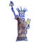 Drawing children watercolor statue, liberty cartoon on a white b